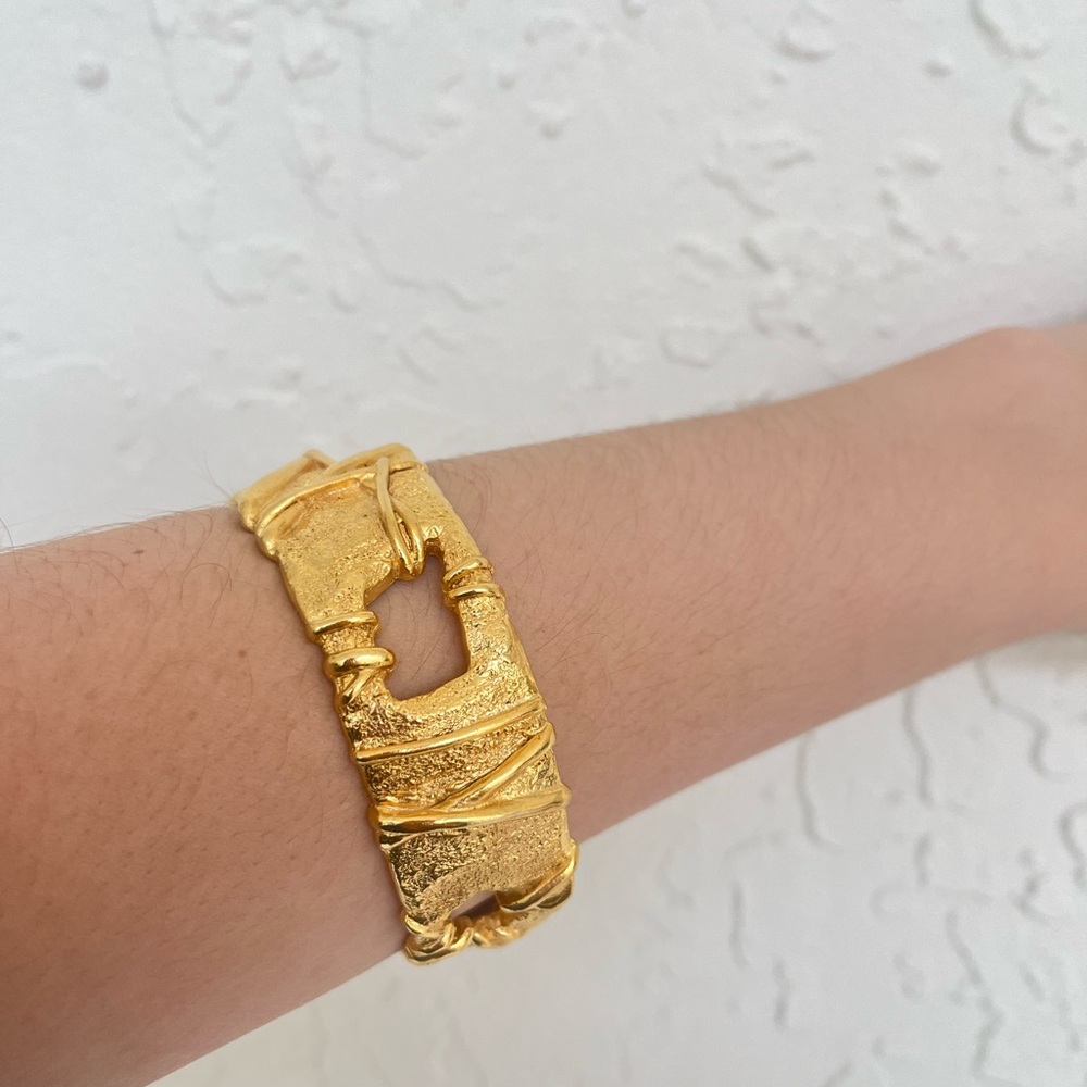 Susan Shaw Gold Textured Bangle - Picture 2 of 6